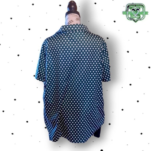 VINTAGE 1960's Funky Mod Polyester Green Polka Dot Shirt 2X - Picture 4 of 6